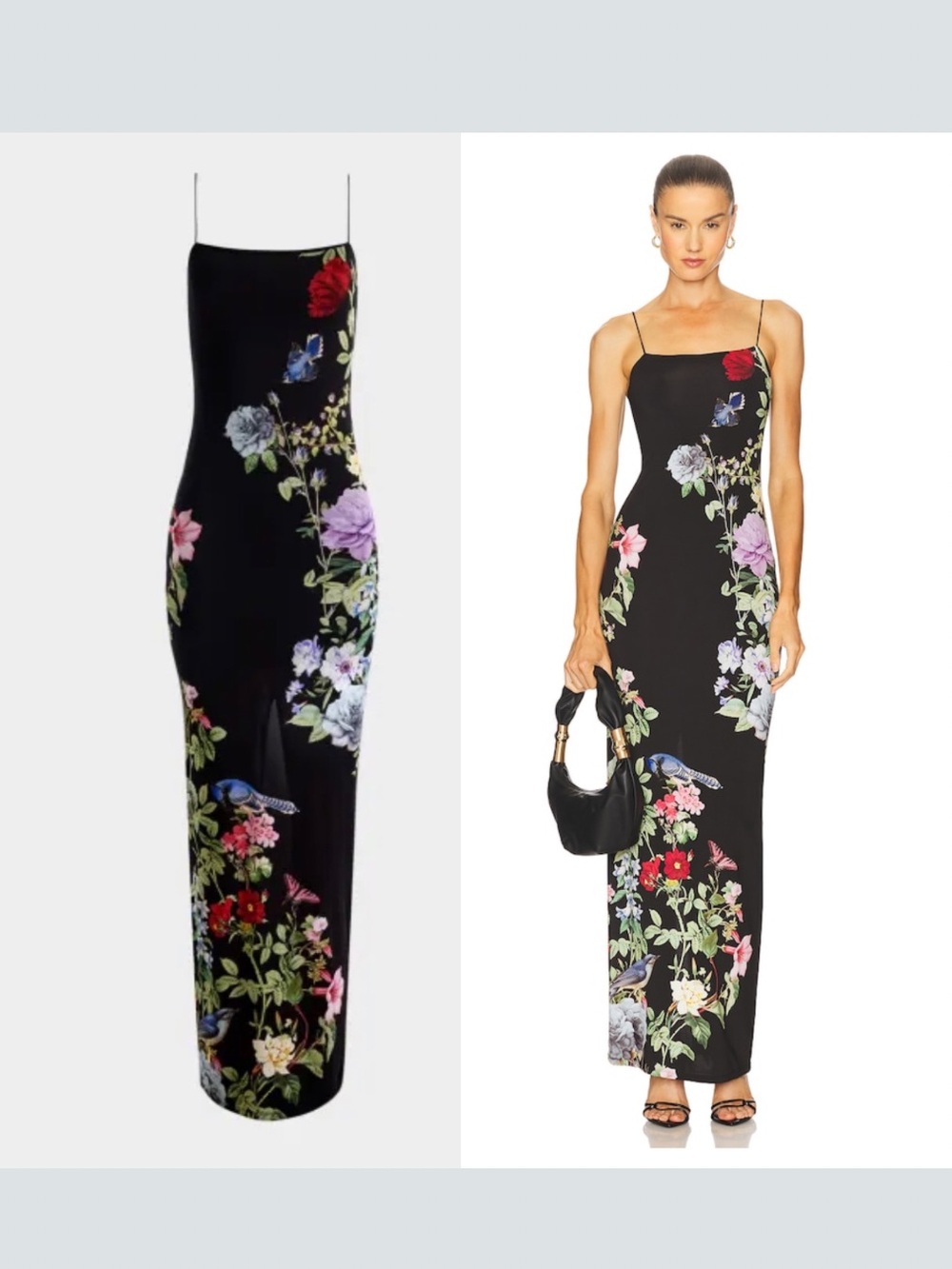 Alice + Olivia Fifi Venus Floral Maxi Dress Black Size 6 Wedding Guest Elegant